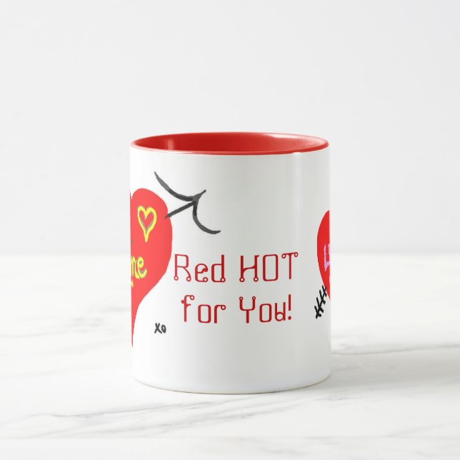 Red HOT for You Blue-Eyed Girl Valentine's Day Mug (Center)
