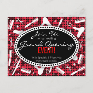Red Hot Glam Custom Hair Salon Event Postcard