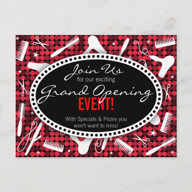 Red Hot Glam Custom Hair Salon Event Postcard (Front)