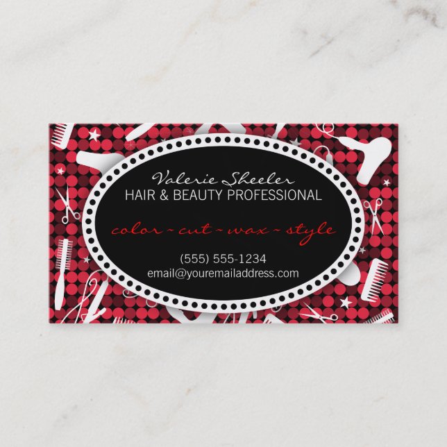 Red Hot Glam Hair & Beauty Appointment Card (Front)