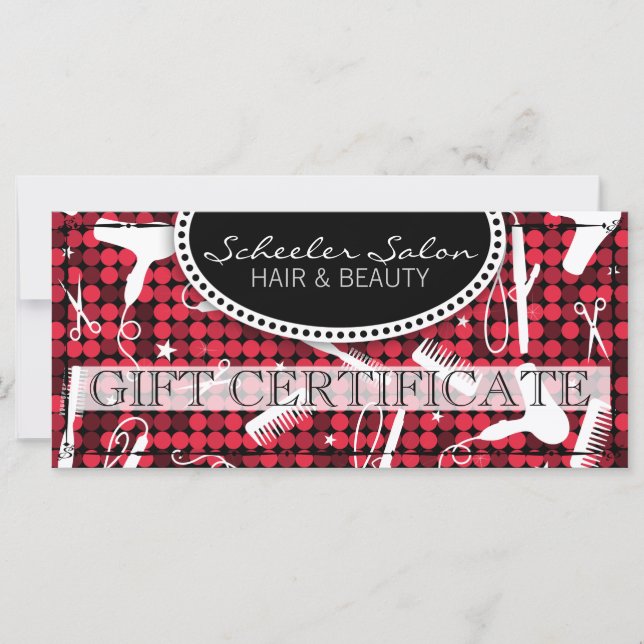 Red Hot Glam Hair & Beauty Gift Certificate (Front)