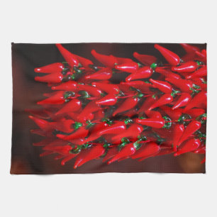 Red Hot Hanging Chilli Peppers Image Design Tea Towel