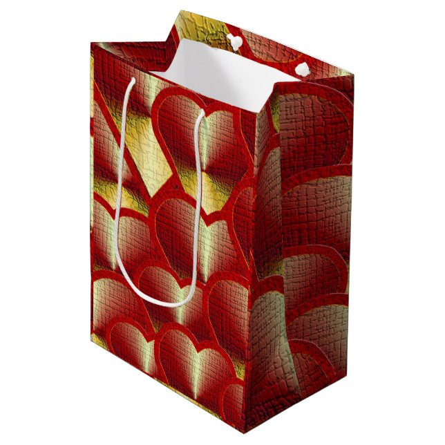 Red Hot Hearts Medium Gift Bag (Front Angled)