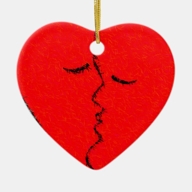 RED HOT KISS CERAMIC TREE DECORATION (Front)