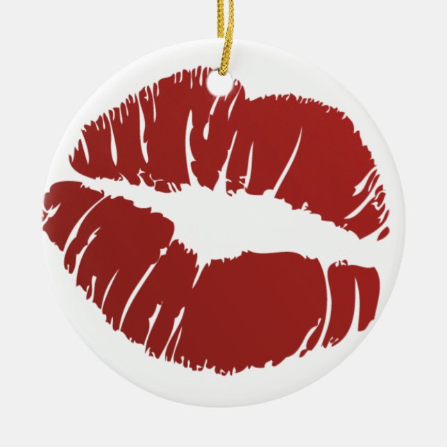 Red Hot Kiss Ceramic Tree Decoration (Front)