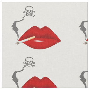 Red Hot Lips Cigarette Skull Smoke Fabric