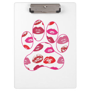Red Hot Lips Dog Paw Print Clipboard