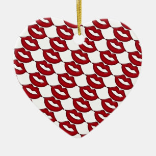 Red Hot Lips Heart Shaped Ornament