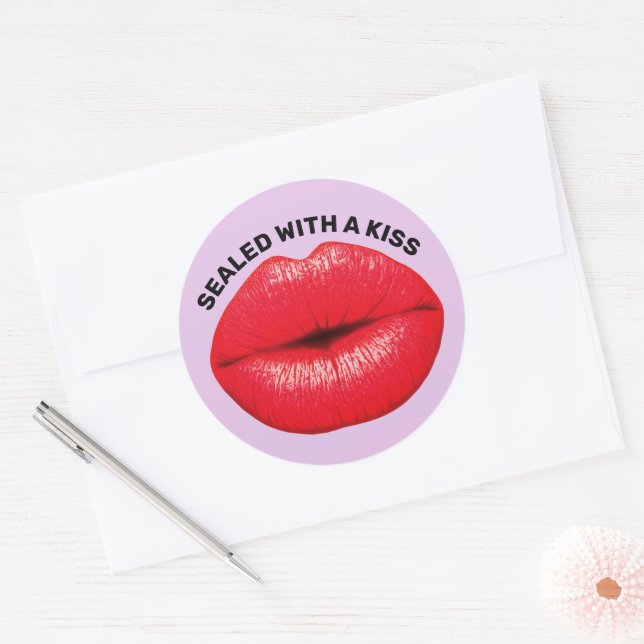 RED HOT LIPS, SEALED WITH A KISS STICKERS (Envelope)