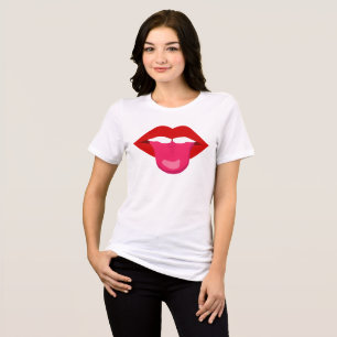 RED HOT LIPS TONGUE OUT LADIES T-SHIRTS