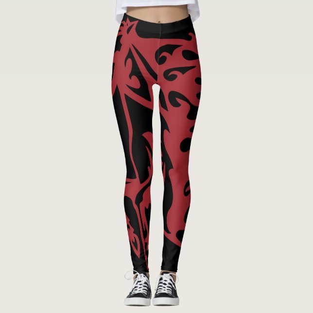 Red Hot Metallic Pony Horse Stallion Steed Leggings (Front)