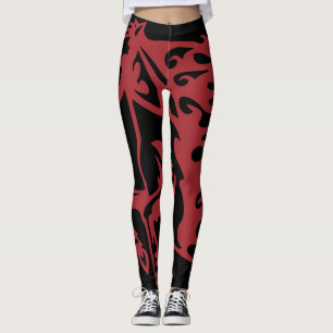 Red Hot Metallic Pony Horse Stallion Steel Lineart Leggings