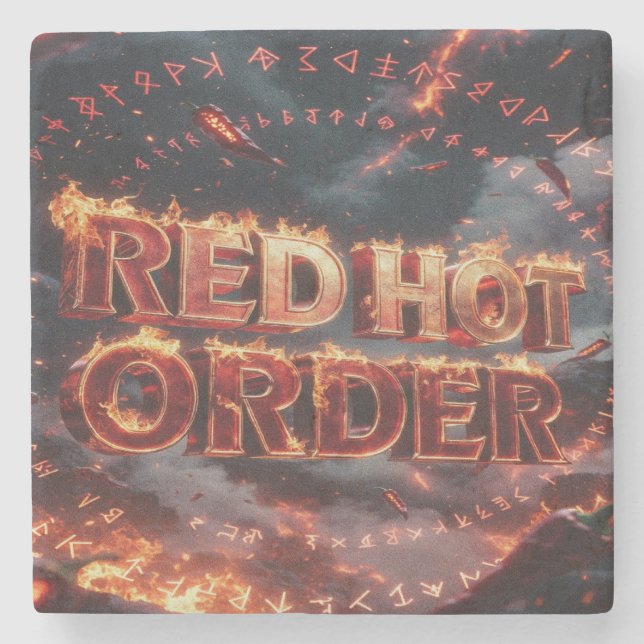 Red Hot Order Stone Coaster (Front)
