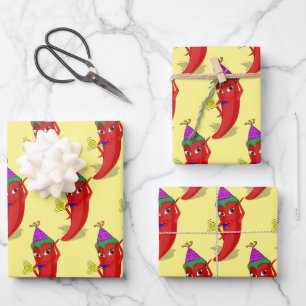 Red Hot Pepper Diva Birthday Celebration Custom Wrapping Paper Sheet