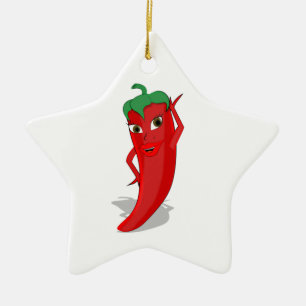 Red Hot Pepper Diva Ceramic Tree Decoration