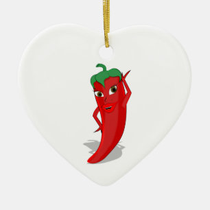 Red Hot Pepper Diva Ceramic Tree Decoration