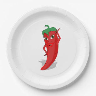 Red Hot Pepper Diva Classic  Paper Plate