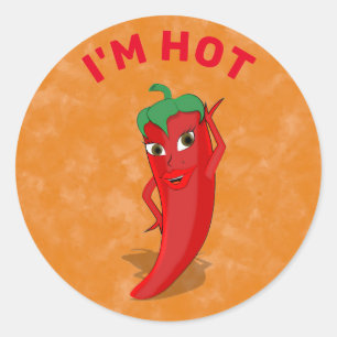 Red Hot Pepper Diva Classic Round Sticker