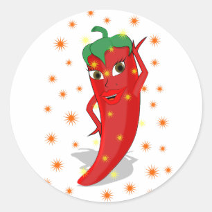Red Hot Pepper Diva Classic Round Sticker