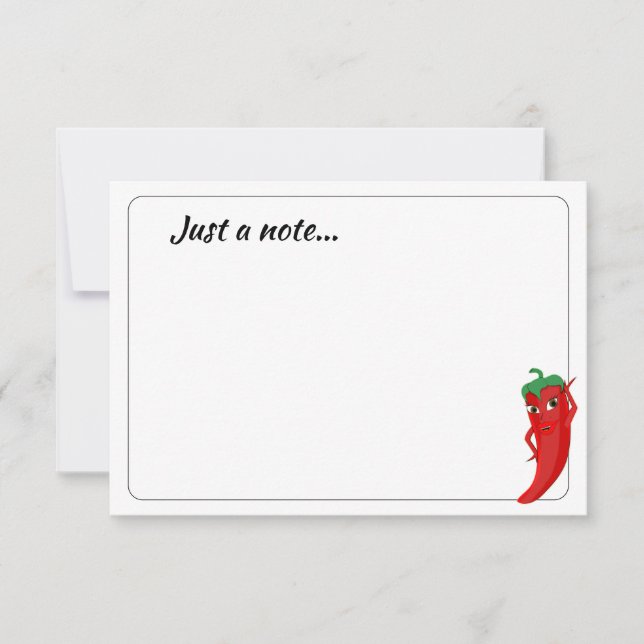 Red Hot Pepper Diva Cute Custom Just a Note Card (Front)