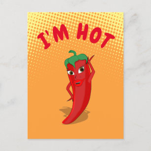 Red Hot Pepper Diva Gradient Postcard