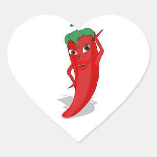 Red Hot Pepper Diva Heart Sticker