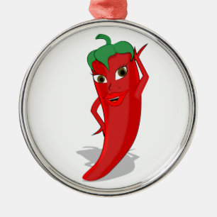 Red Hot Pepper Diva Metal Tree Decoration