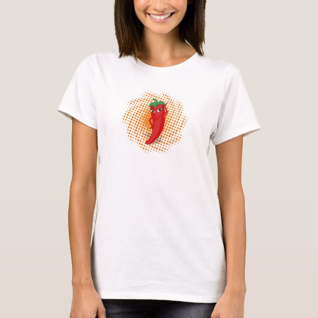 Red Hot Pepper Diva Orange Dots  T-Shirt (Front)