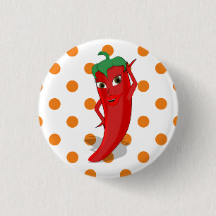 Red Hot Pepper Diva Orange Polka Dots 3 Cm Round Badge