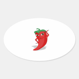Red Hot Pepper Diva Oval Sticker