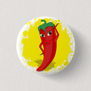 Red Hot Pepper Diva Paint Splatter 3 Cm Round Badge
