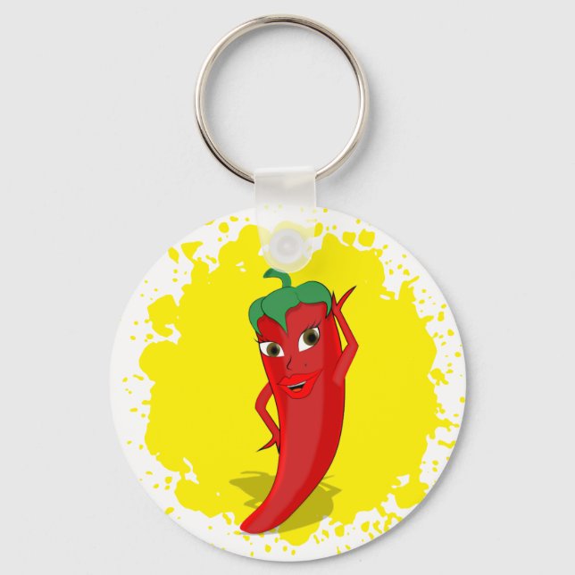 Red Hot Pepper Diva Paint Splatter Key Ring (Back)