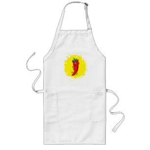 Red Hot Pepper Diva Paint Splatter Long Apron