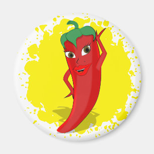 Red Hot Pepper Diva Paint Splatter Magnet