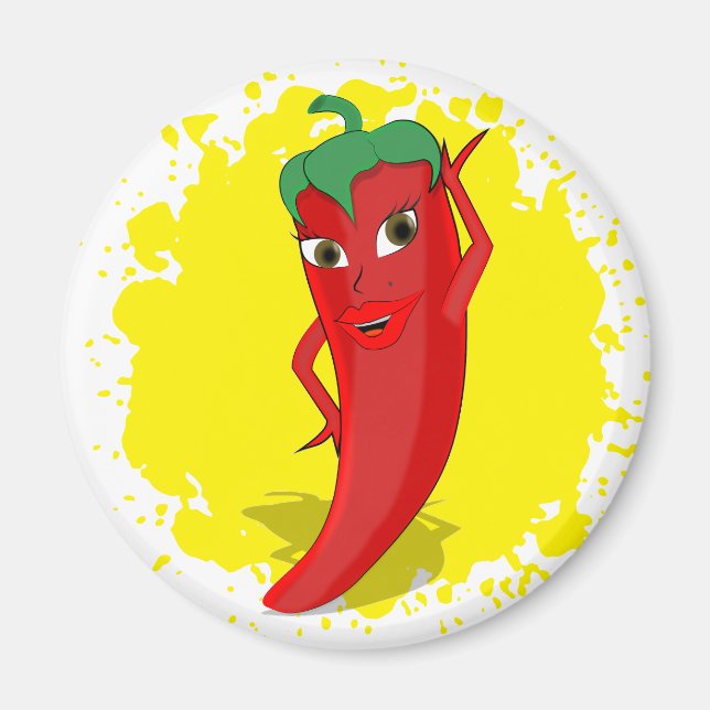 Red Hot Pepper Diva Paint Splatter Magnet (Front)