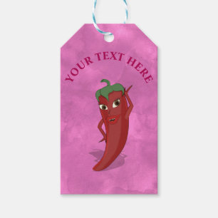 Red Hot Pepper Diva Pink Watercolor Gift Tags