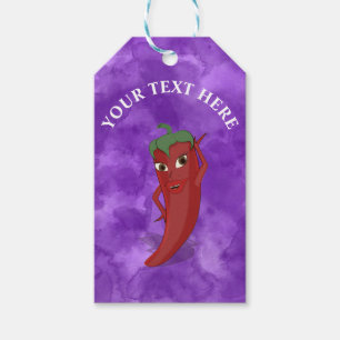 Red Hot Pepper Diva Purple Watercolor Gift Tags