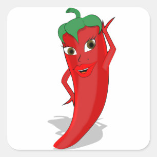 Red Hot Pepper Diva Square Sticker