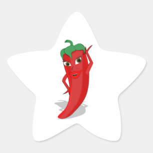 Red Hot Pepper Diva Star Sticker