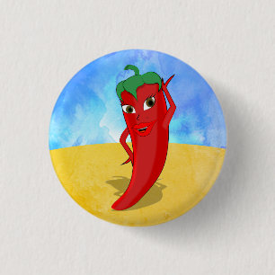 Red Hot Pepper Diva Sunny Desert 3 Cm Round Badge