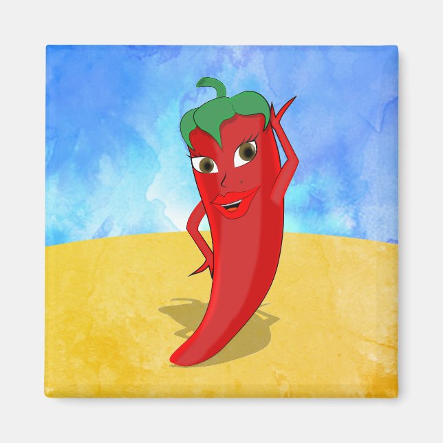 Red Hot Pepper Diva Sunny Desert Magnet (Front)
