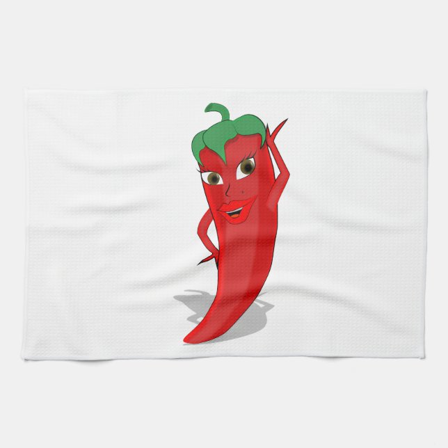 Red Hot Pepper Diva Tea Towel (Horizontal)