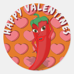 Red Hot Pepper Diva Valentines Classic Round Sticker