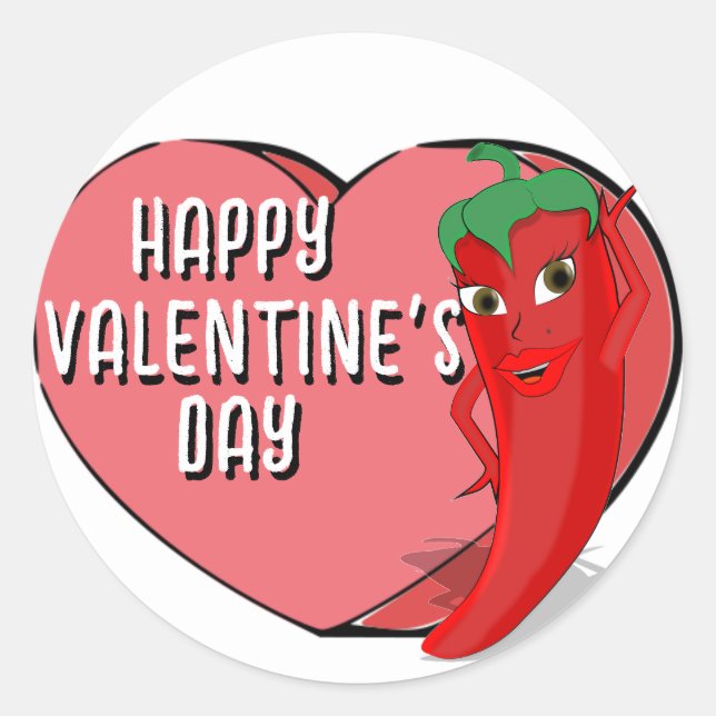 Red Hot Pepper Diva Valentines Classic Round Sticker (Front)