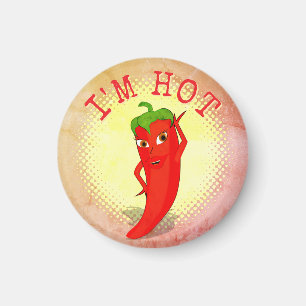 Red Hot Pepper Diva Vintage Style Print Magnet