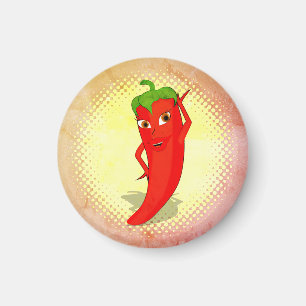 Red Hot Pepper Diva Vintage Style Print Magnet