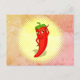 Red Hot Pepper Diva Vintage Style Print Postcard