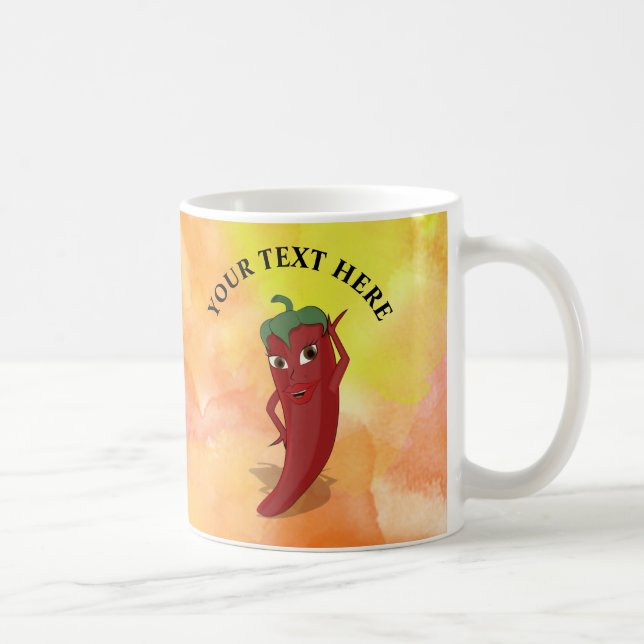 Red Hot Pepper Diva Watercolor Coffee Mug (Right)