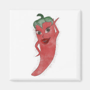 Red Hot Pepper Diva Watercolor Custom Magnet