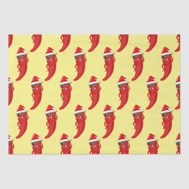 Red Hot Pepper Diva With Santas Hat Tissue Paper (Front)